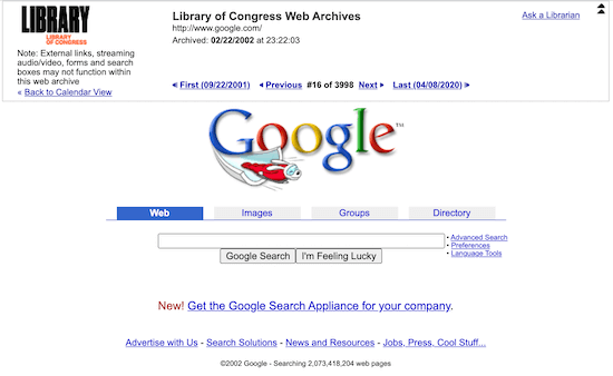 Resultado del sitio web de la Biblioteca del Congreso