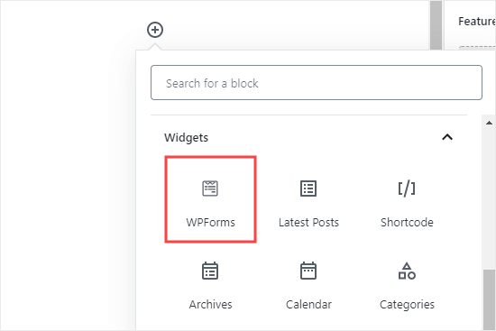 Agregar el bloque WPForms a su página o publicación
