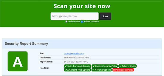 Comprobación de los encabezados de seguridad de WordPress Comprobación de los encabezados de seguridad de WordPress