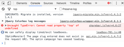 Error de la consola del navegador Error de la consola del navegador