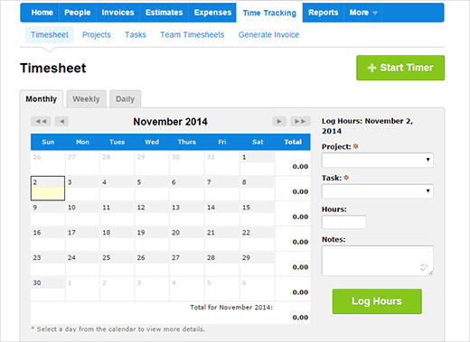 Seguimiento del tiempo con FreshBooks Seguimiento del tiempo con FreshBooks