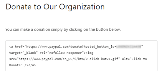 El código HTML del botón de PayPal en el bloque HTML El código HTML del botón de PayPal en el bloque HTML