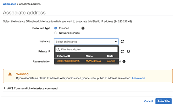 Asociar IP a su instancia de WordPress Asociar IP a su instancia de WordPress