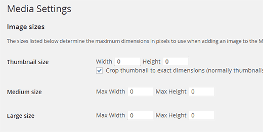 Establecer los tamaños de imagen predeterminados a cero en WordPress Establecer los tamaños de imagen predeterminados a cero en WordPress