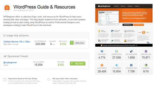 Página de propiedades de BuySellAds WPBeginner
