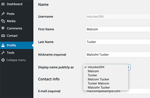 Agregar su nombre y apellido o un apodo en WordPress Agregar su nombre y apellido o un apodo en WordPress