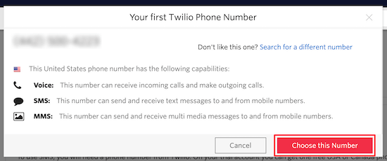 Número de teléfono de Twilio Número de teléfono de Twilio