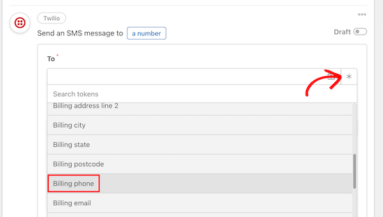 Add Twilio SMS phone number