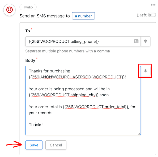Personalizar el mensaje SMS de Twilio Personalizar el mensaje SMS de Twilio