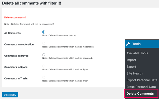 Eliminar todos los comentarios de WordPress usando un complemento Eliminar todos los comentarios de WordPress usando un complemento