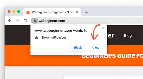 Permitir notificaciones push de WPBeginner Permitir notificaciones push de WPBeginner