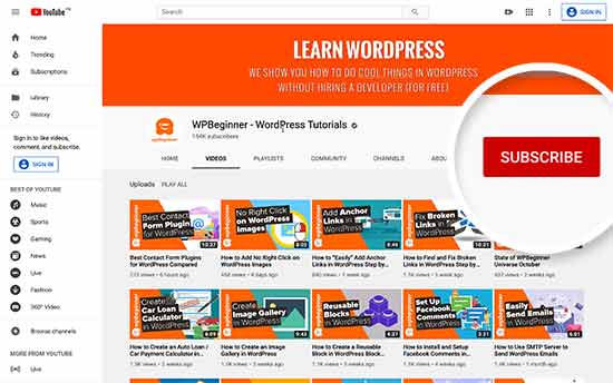 WPBeginner en YouTube WPBeginner en YouTube