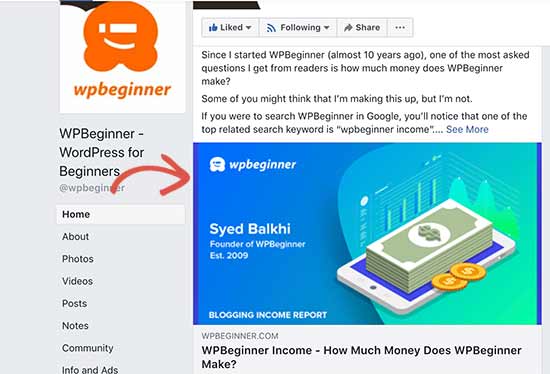 Imagen de Open Graph en el feed de Facebook Imagen de Open Graph en el feed de Facebook