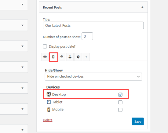 Mostrar un widget de WordPress en dispositivos móviles pero no en computadoras de escritorio Mostrar un widget de WordPress en dispositivos móviles pero no en computadoras de escritorio