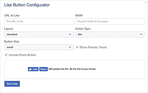 Configuración del botón Me gusta Configuración del botón Me gusta