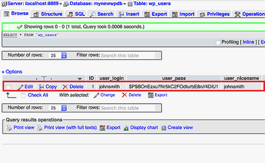 Navegar por la tabla de usuarios en WordPress DB Navegar por la tabla de usuarios en WordPress DB