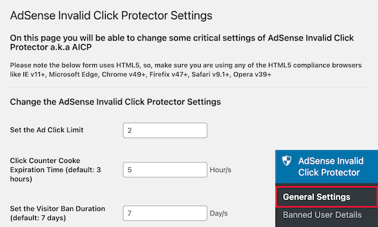 Configuración del protector de clics no válidos de AdSense Configuración del protector de clics no válidos de AdSense