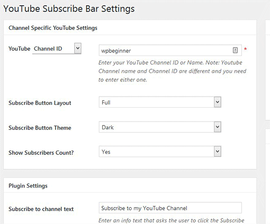 Configuración de la barra de suscripción de YouTube Configuración de la barra de suscripción de YouTube