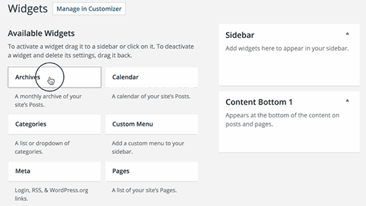 Animación que muestra cómo arrastrar y soltar un widget en una barra lateral en WordPress Animación que muestra cómo arrastrar y soltar un widget en una barra lateral en WordPress