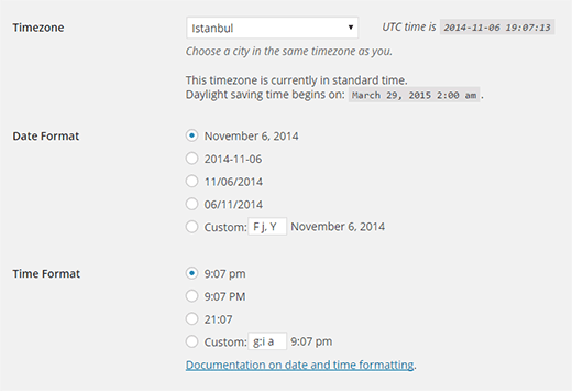 Configuración de fecha y hora en WordPress Configuración de fecha y hora en WordPress