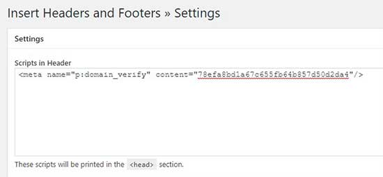 Insertar etiqueta HTML en la sección de secuencia de comandos del encabezado