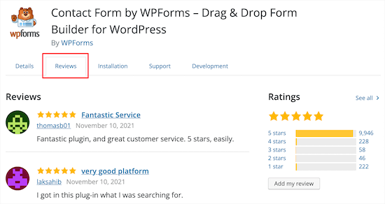 Ver reseñas y calificaciones de complementos - WPBeginner Ver reseñas y calificaciones de complementos