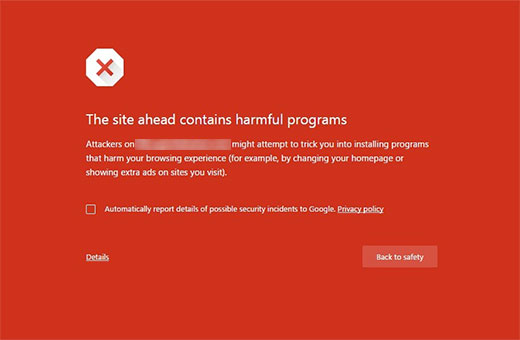 Este sitio contiene un error de programas dañinos en Google Chrome - WPBeginner Este sitio contiene un error de programas dañinos en Google Chrome