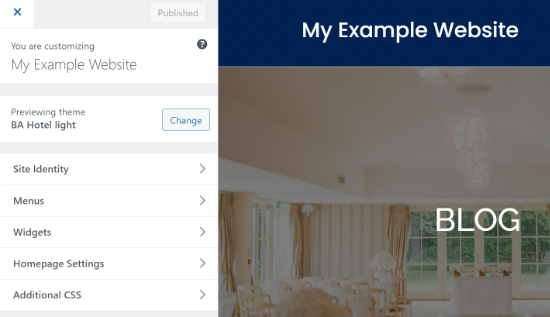 Personalizador de temas de WordPress - WPBeginner Personalizador de temas de WordPress