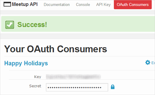 Meetup.com OAuth Consumers Key - WPBeginner Meetup.com OAuth Consumers Key