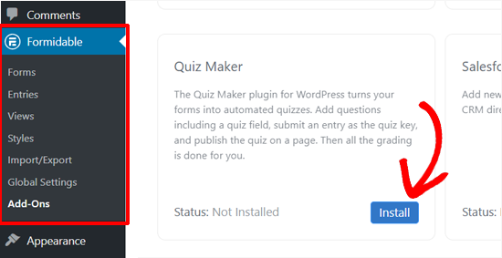 Instale Formidable Forms Quiz Maker Instale Formidable Forms Quiz Maker