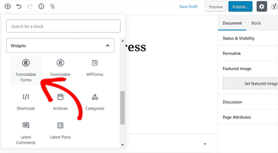 Agregar widget de formularios formidables Agregar widget de formularios formidables
