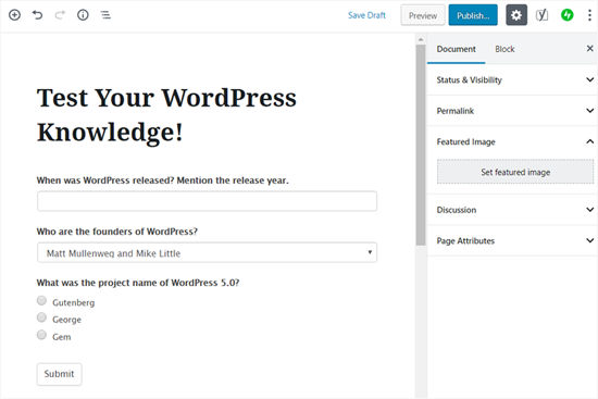 Publica tu cuestionario en WordPress Publica tu cuestionario en WordPress