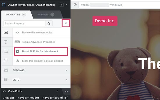 Restablecer un solo elemento Restablecer un solo elemento