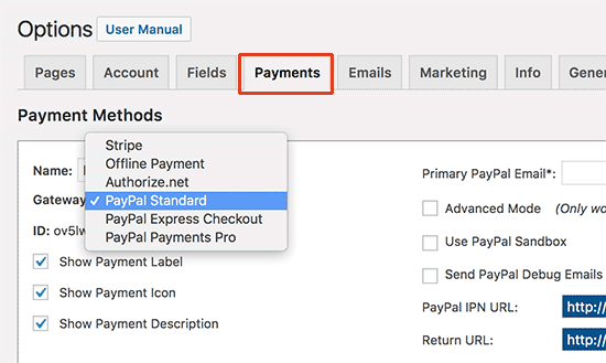 Configurar pasarela de pago para MemberPress Configurar pasarela de pago para MemberPress