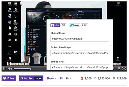 Obtener código de inserción para su flujo de Twitch Obtener código de inserción para su flujo de Twitch