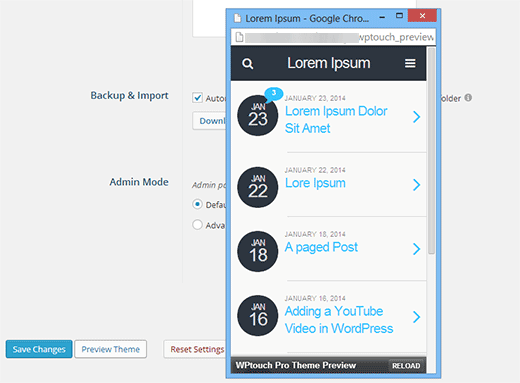 WP Touch Pro - Vista previa del tema móvil WP Touch Pro - Vista previa del tema móvil