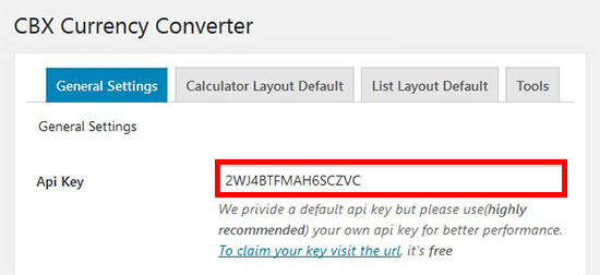 Clave API para convertidor Clave API para convertidor