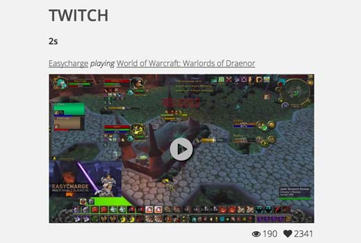 Vista previa del widget de Twitch Vista previa del widget de Twitch