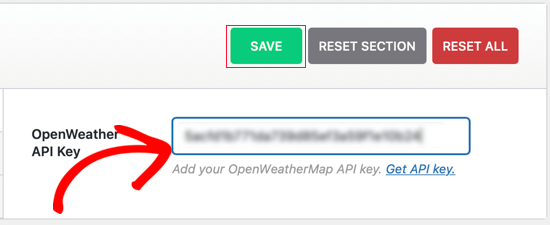 Pegue la clave API de OpenWeather