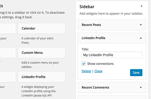 Widget de perfil de LinkedIn Widget de perfil de LinkedIn
