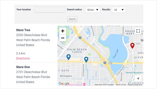 Vista previa del mapa del localizador de tiendas Vista previa del mapa del localizador de tiendas