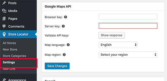 Ingrese las claves de Google Maps Ingrese las claves de Google Maps