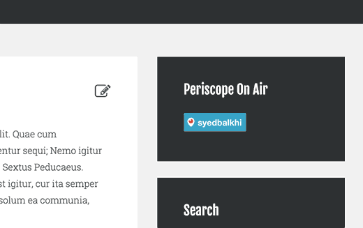 Vista previa del widget de periscopio en el aire Vista previa del widget de periscopio en el aire