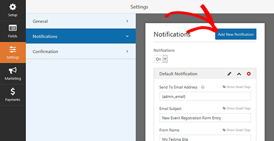 Agregar nueva notificación por correo electrónico Agregar nueva notificación por correo electrónico