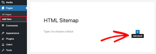 Agregar nuevo bloque para el mapa del sitio HTML Agregar nuevo bloque para el mapa del sitio HTML