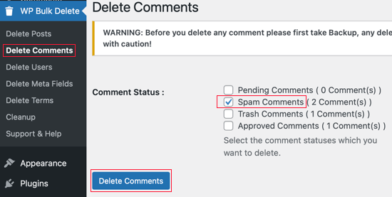 Eliminar todos los comentarios que han sido marcados como spam