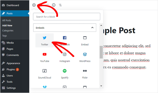 Agregue el bloque de incrustación de Twitter en el editor de WordPress Agregue el bloque de incrustación de Twitter en el editor de WordPress