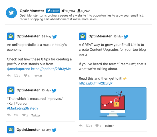 Feed de Twitter de OptinMonster Feed de Twitter de OptinMonster