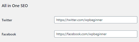 AIOSEO añadir Twitter y Facebook AIOSEO añadir Twitter y Facebook