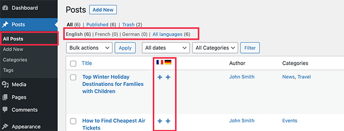 Agregar contenido en varios idiomas en WordPress Agregar contenido en varios idiomas en WordPress